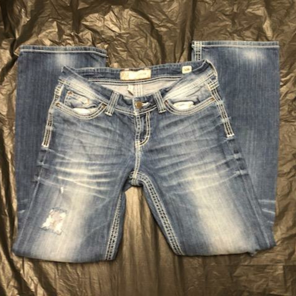Boot cut jeans.